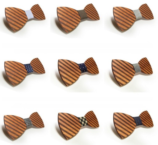 Nœud papillon en bois avec bande gravée J644