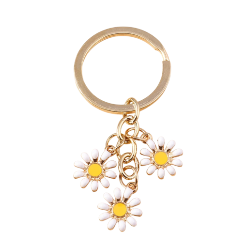 Nøglering Zinklegering Blomsterdesign Metalnøglering med blomster Elegant dekoration til nøgler taske rygsæk Gave