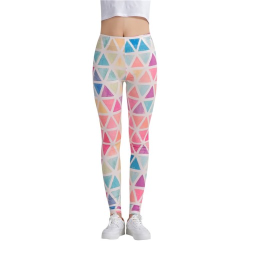 Női 3D leggings színes háromszögekkel