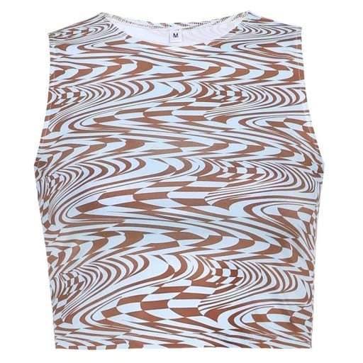 Női crop top egyszerű mintával O nyakkivágás Széles pántok Poliészter spandex kényelmes modern top