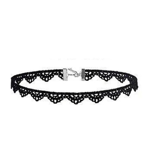 Női csipkés choker kapoccsal 32 + 5 cm nyaklánc fekete csipke elegáns kiegészítő mindennapi viselethez és társadalmi eseményekhez