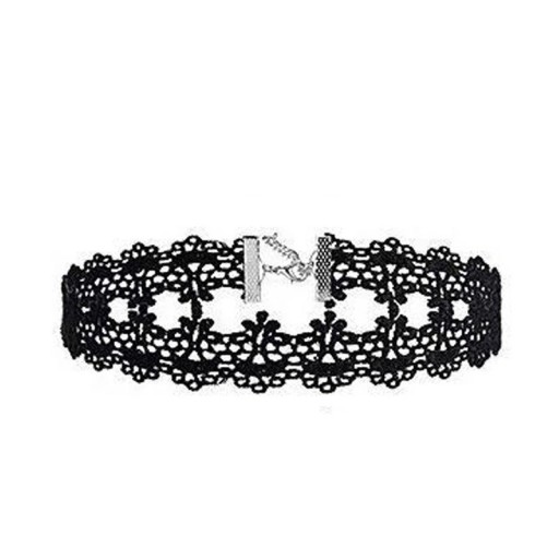 Női csipkés choker kapoccsal 32 + 5 cm nyaklánc fekete csipke részletes kiegészítő mindennapi viselethez és társadalmi eseményekhez