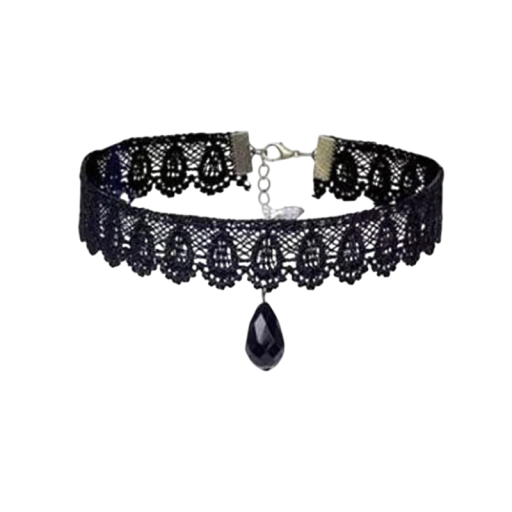 Női csipkés choker medállal, 32 + 5 cm-es nyaklánc, fekete csipke, elegáns kiegészítő mindennapi viselethez és eseményekhez