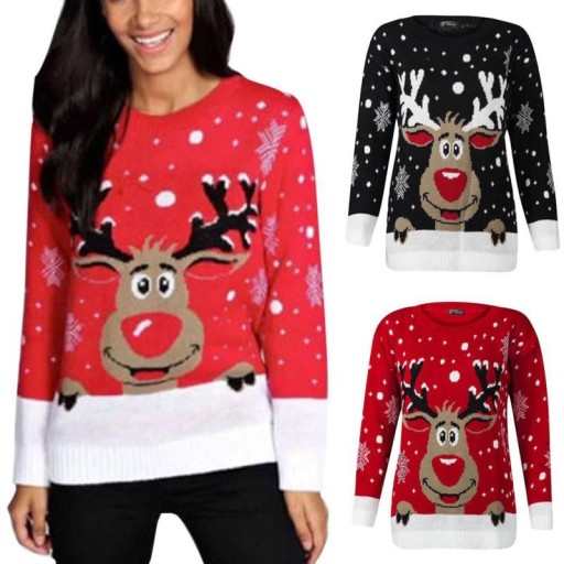 Női karácsonyi pulóver rénszarvassal J1227