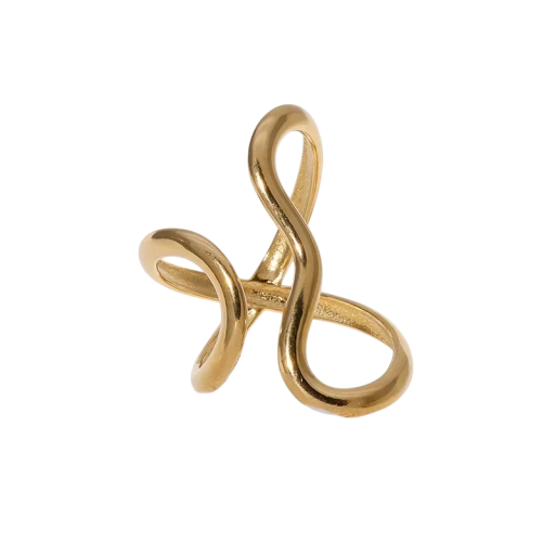 Női nyitott gyűrű Állítható méret 31 x 17,4 mm Rozsdamentes acél gyűrű Absztrakt modern stílus Elegáns ékszer nőknek