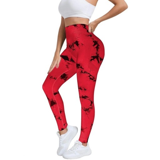 Női sport varrat nélküli leggings magas derekú batikolt mintás rugalmas hosszú edzőleggings karcsúsított fitneszruházat