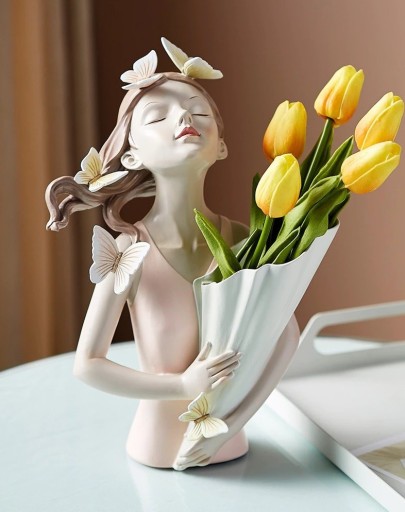 Női szobor 30 cm-es vázával