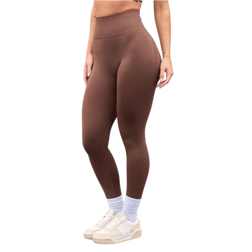 Női varrás nélküli, magas derekú sportleggings, V-kivágással a hason, rugalmas fitnesznadrág jógához, push-up hatású edzőterembe