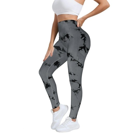 Női varratmentes batikolt jóga leggings magas derekú, hosszú sport elasztikus leggings alakformáló, karcsúsított fitt edzőleggings