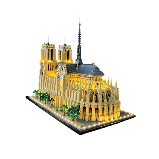 Notre-Dame i Paris byggsats 48x24x36 cm Vikbar modell med LED-ljus Dekorativt byggsats med bakgrundsbelysning Kreativ leksak för barn och vuxna