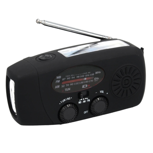 Nouzové rádio se svítilnou a powerbankou Přenosné rádio AM/FM Bezdrátové rádio LED svítilna Powerbanka 2000mAh 14,5 x 7,8 x 5 cm Voděodolné