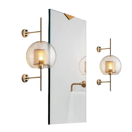Nowoczesna lampa ścienna okrągła 55 x 20 cm szkło i metal gniazdo E27 bez żarówki 90-260 V Brązowa do salonu i sypialni