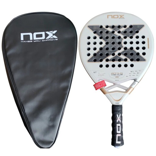 NOX AT10 Genius Xtreme 12K karbon 12K keret szénből védőtok Fehér és arany Agustín Tapia haladó játékosoknak luxury sorozat