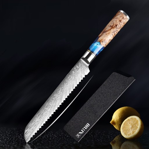 Nôž na chlieb z damascénskej ocele