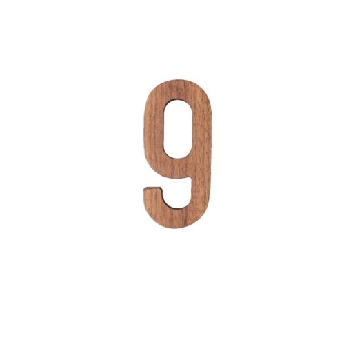 Numero 9 in legno decorativo 7,8 cm legno naturale marrone cifra per porte, pareti o segnaletica d'interni