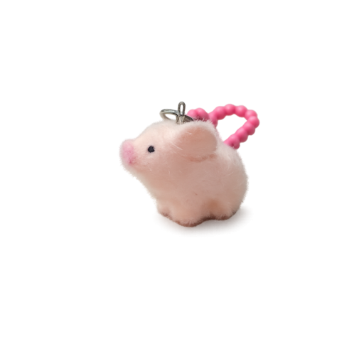 Nyckelring 2 cm Mini fluffigt griskött Harpiks Flockmaterial Söt dekoration för nycklar Ryggsäck