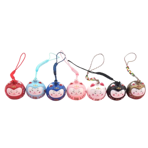 Nyckelring 8 cm Japansk lyckokatt Maneki Neko Koppardekoration Talisman för lycka till nycklar Ryggsäck Handväska