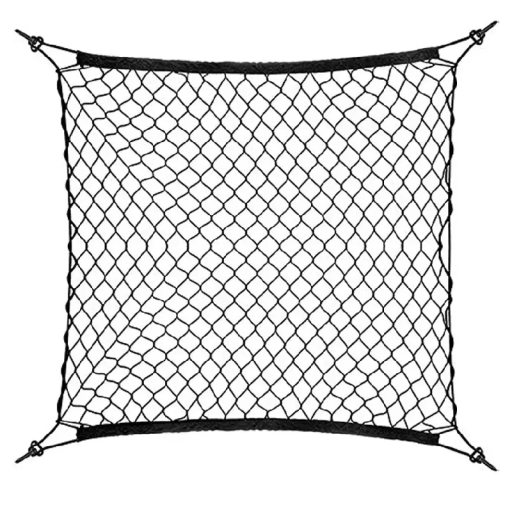 Nylon sort net til bilens bagagerum 70 x 70 cm strækbar op til 105 x 105 cm Fastgørende elastisk net til bagage Lastorganisator