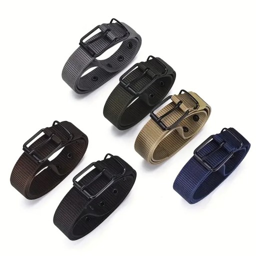 Nylongürtel für Herren, 118 x 3,4 cm, robuster Canvas-Gurt mit Metallschnalle, militärischer taktischer Stil, verstellbarer Gürtel für den Alltag