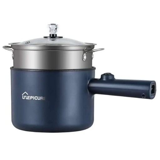 Oală multifuncțională pentru gătit orez 450 W 1,8 l electrică albastră 18 × 13,5 cm oală de bucătărie pentru gătit și încălzirea mâncării