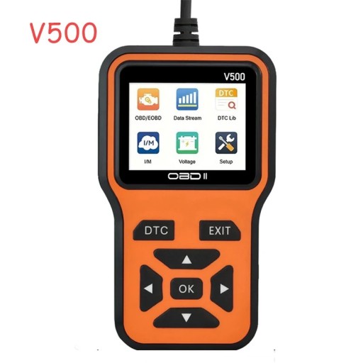 OBD2-diagnosverktyg V500 felkodsläsare för bilar efter 1996 LCD-display 9 protokoll 8 språk Voltmeter
