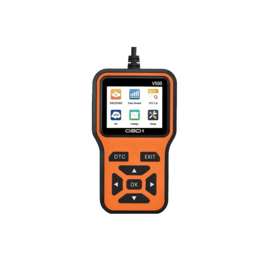 OBD2 diagnosztikai eszköz V500 hibakód olvasó 1996 utáni autókhoz LCD kijelző 9 protokoll 8 nyelv voltmérő