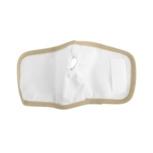 Obklad na zápěstí pro zábaly s ricinovým olejem na bolesti kloubů rozměr 28 x 13,5 cm uchycení na suchý zip béžový textilní návlek na ruku