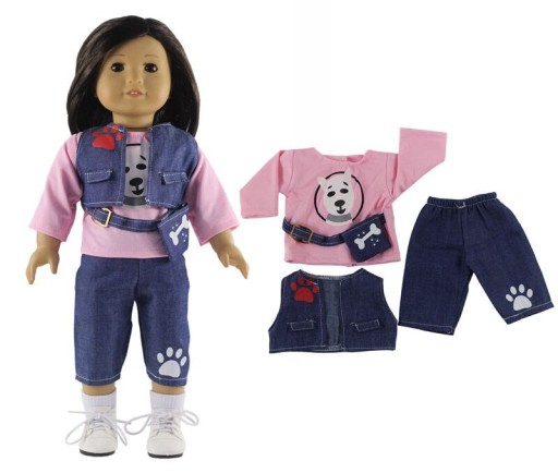 Oblečenie s potlačou psíka pre bábiku