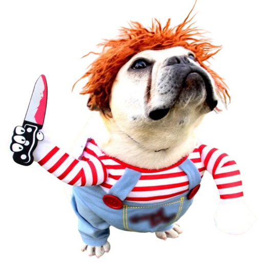 Oblequinho para cão boneca Chucky Fantasia de Halloween para cão Oblequinho engraçado para cão