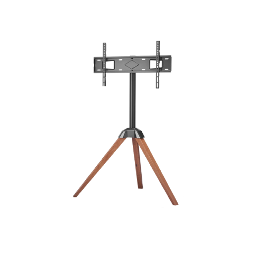 Obrotowy statyw na telewizor ±18° dla 40–65″ VESA 100×100–600×400 mm nośność 45 kg metal drewno czarny do salonu