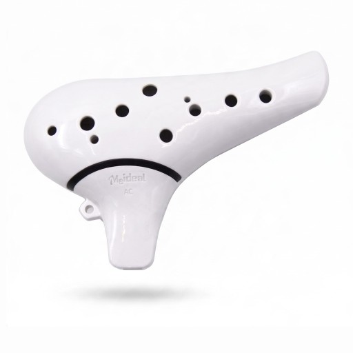 Ocarina 12 trous Alto C 15,5 x 9,5 cm En plastique ABS Blanc Avec étui et tableau tactile Instrument de musique pour débutants et enfants