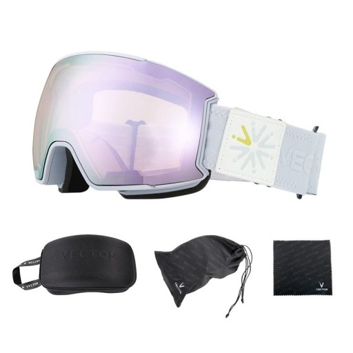 Occhiali da Sci Unisex UV400 Plastica Antifog con Scritta Vector Viola Comfortevoli Sport Outdoor Visione Sicura Stile