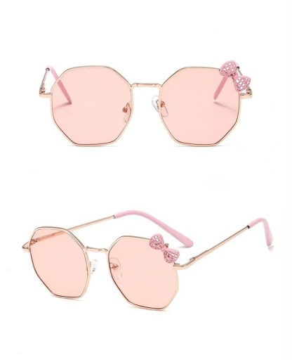 Occhiali da sole in metallo per bambini con fiocco Occhiali alla moda per bambini Montatura in metallo Eleganti occhiali per bambini per l'estate, gite, parco giochi e vacanze