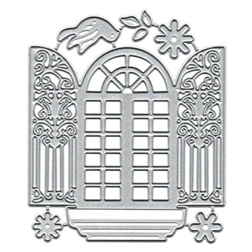 Ocelová vyřezávací šablona okenice 10,2 x 8,8 cm kovová cutting dies dekorativní okno s květy pro scrapbooking výrobu přání dekorací