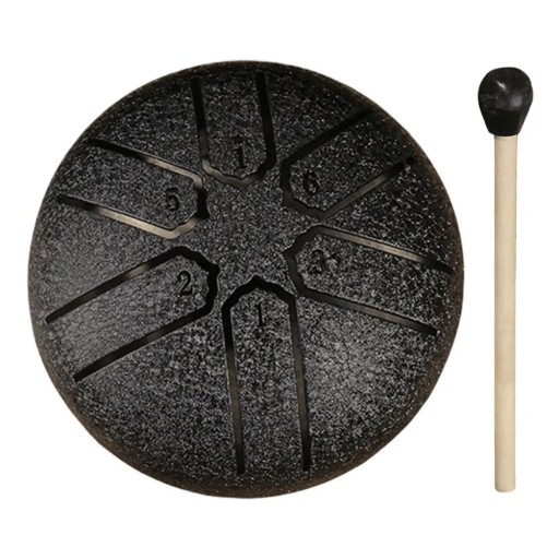 Ocelový jazýčkový buben 75×75 mm 6 tónů Mini handpan meditační nástroj Dešťový buben pro jógu Relaxaci Venkovní hraní Jedinečný dárek