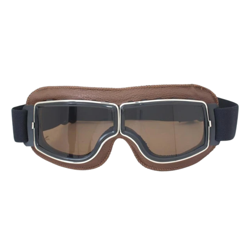 Ochelari de motocicletă retro, sticlă maro, 15 x 5 cm, protecție UV, PC, ABS, piele artificială, ochelari de motocicletă eleganți, design