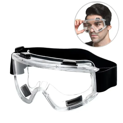 Ochelari de protecție de laborator anti-aburire și anti-zgârieturi, rezistenți la impact și apă, ramă din PVC rezistentă la praf, lentilă din PC cu valve