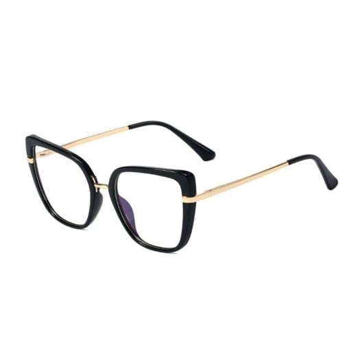 Ochelari de protecție împotriva luminii albastre pentru computer și mobil Formă pătrată în stil cat-eye Pod metalic subțire și laterale Lentile
