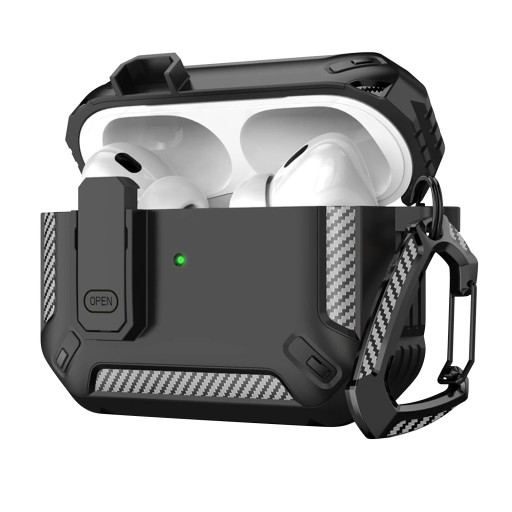 Ochranné pouzdro pro Apple AirPods Pro Nárazuvzdorný obal s karabinou Bezpečnostní zámek Odolné pouzdro