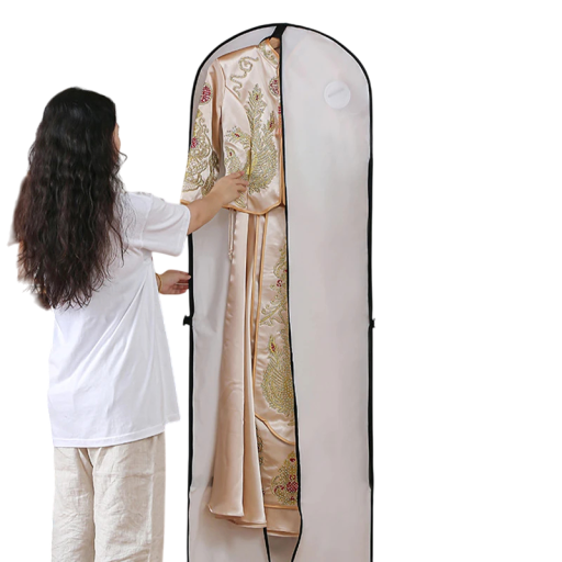 Ochranný obal na šaty 180 x 60 cm Voděodolný obal na dlouhé oblečení se zipem Úložný vak s madly a okénkem pro snadné skladování
