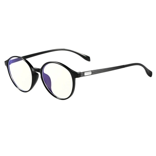 Óculos contra a luz azul para trabalho ao computador Moldura de plástico arredondada com suportes integrados Hastes com padrão de ranhura e placa