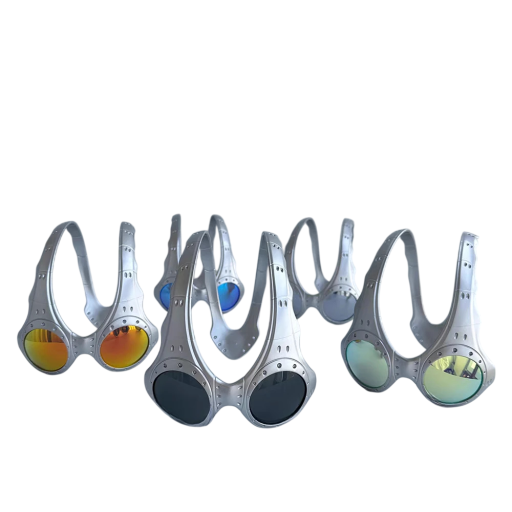 Óculos de desporto retro UV400 com lentes em PC e armação em metal prata cinza com design espelhado irregular Unisex