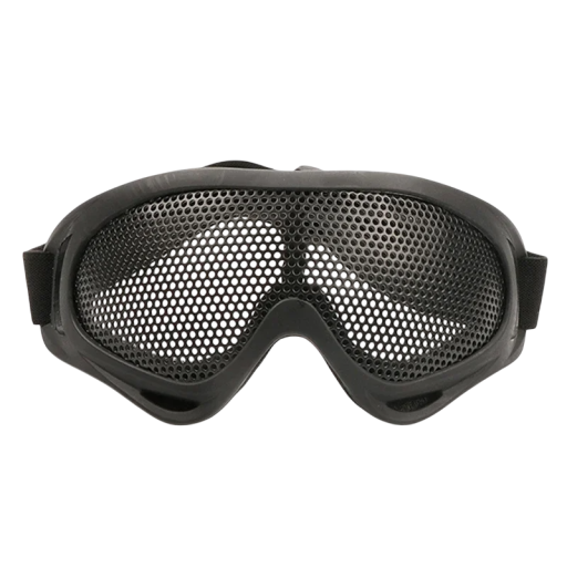 Óculos de tiro tácticos com armação preta em TPU e rede metálica 18 x 8 cm Óculos de proteção para airsoft paintball treino militar