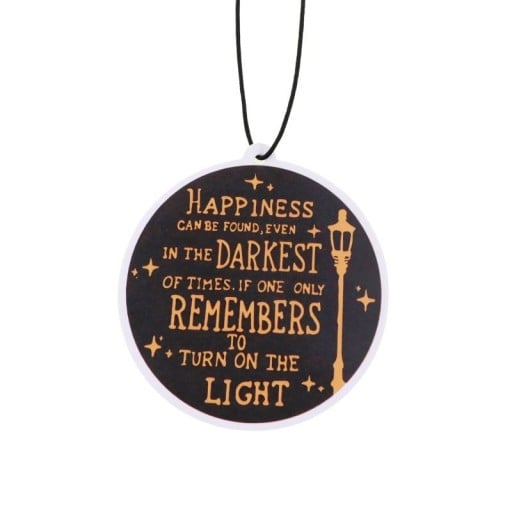Odeur d'air frais pour voiture suspendu avec la citation « Le bonheur peut être trouvé... » aromathérapie pendentif rond noir décoration intérieure