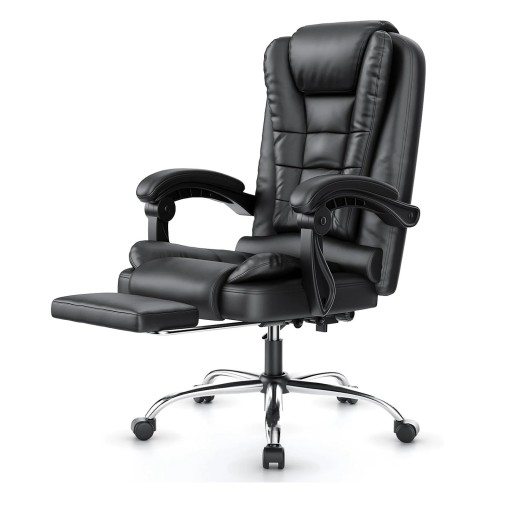 Office Chair with Footrest 52 x 52 x 105 cm Padded Seat Rotatable and Height Adjustable for Office and Home