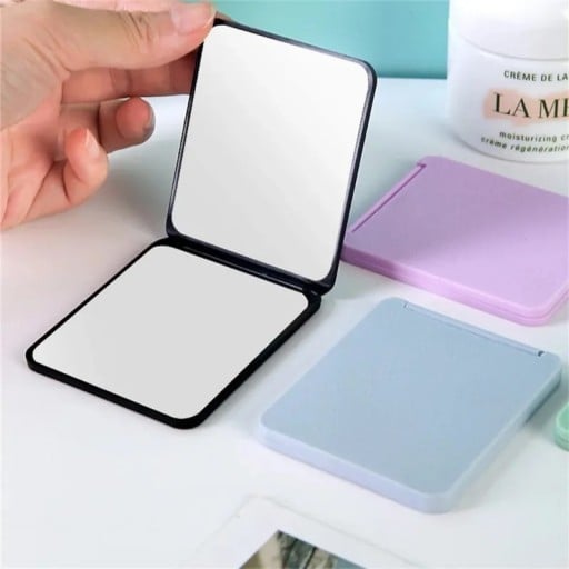 Oglindă pliabilă de buzunar cu două fețe, 7,5 x 6 cm, oglindă compactă pentru machiaj, oglindă mini pentru geantă de mână, oglindă portabilă