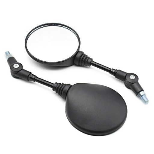 Oglinzi retrovizoare rotunde pentru motocicletă, 2 buc., rotative, cu braț lung, 29,5 cm, filet 10 mm, ABS și aluminiu, culoare neagră