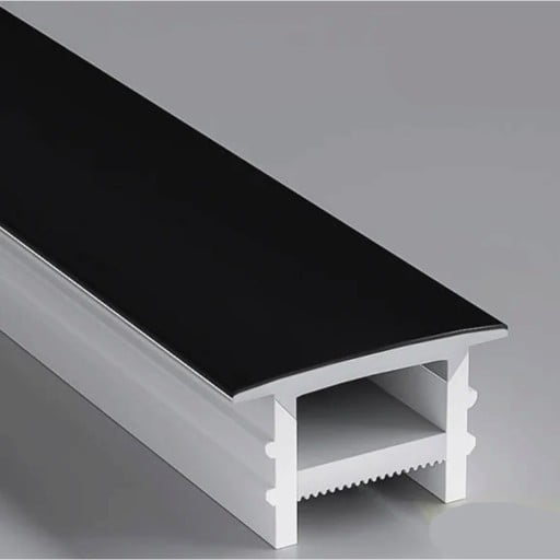 Ohebný silikonowy LED profil 12 x 10 mm Czarny lem 16,6 mm Długość 1 m Z dyfuzorem Do wpuszczenia w rowek Na taśmę LED Bez taśmy