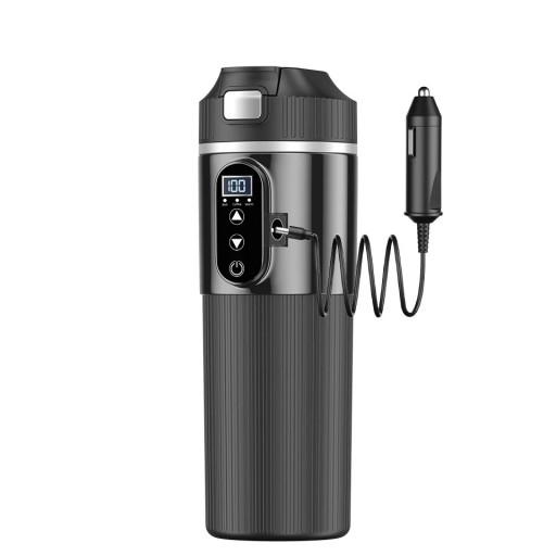 Ohrevný hrnček do auta 12V 24V 500 ml 30–100 °C 15 A 80 x 220 mm Nerezová oceľ 304 Digitálny displej Automatické vypnutie Rýchly ohrev