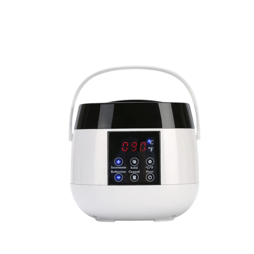 Ohrievač vosku 500 ml 163 x 163 x 153 mm Digitálny parafínový ohrievač s LCD displejom 360° rovnomerné tavenie vosku EU plug depilácia biely